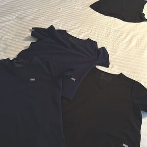 Figs scrub tops 2 navy- never worn 1 black worn a few times.